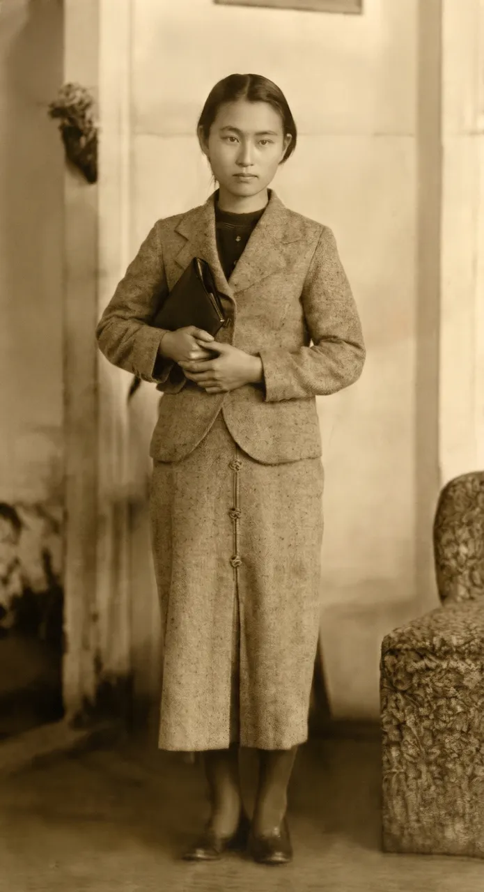 The same portrait clean, with the same face and sepia tone
