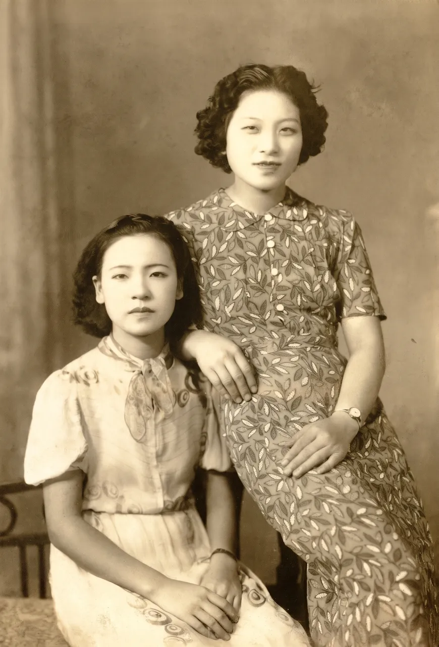 The same portrait without the blot, fingerprint and spots, in a warm sepia tone